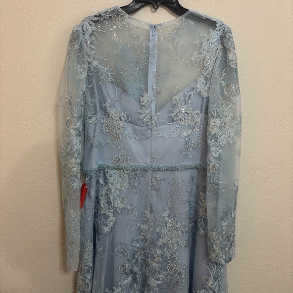 MAC DUGGAL Embellished Illusion Long Sleeve Midi Dress - Picture 11 of 15